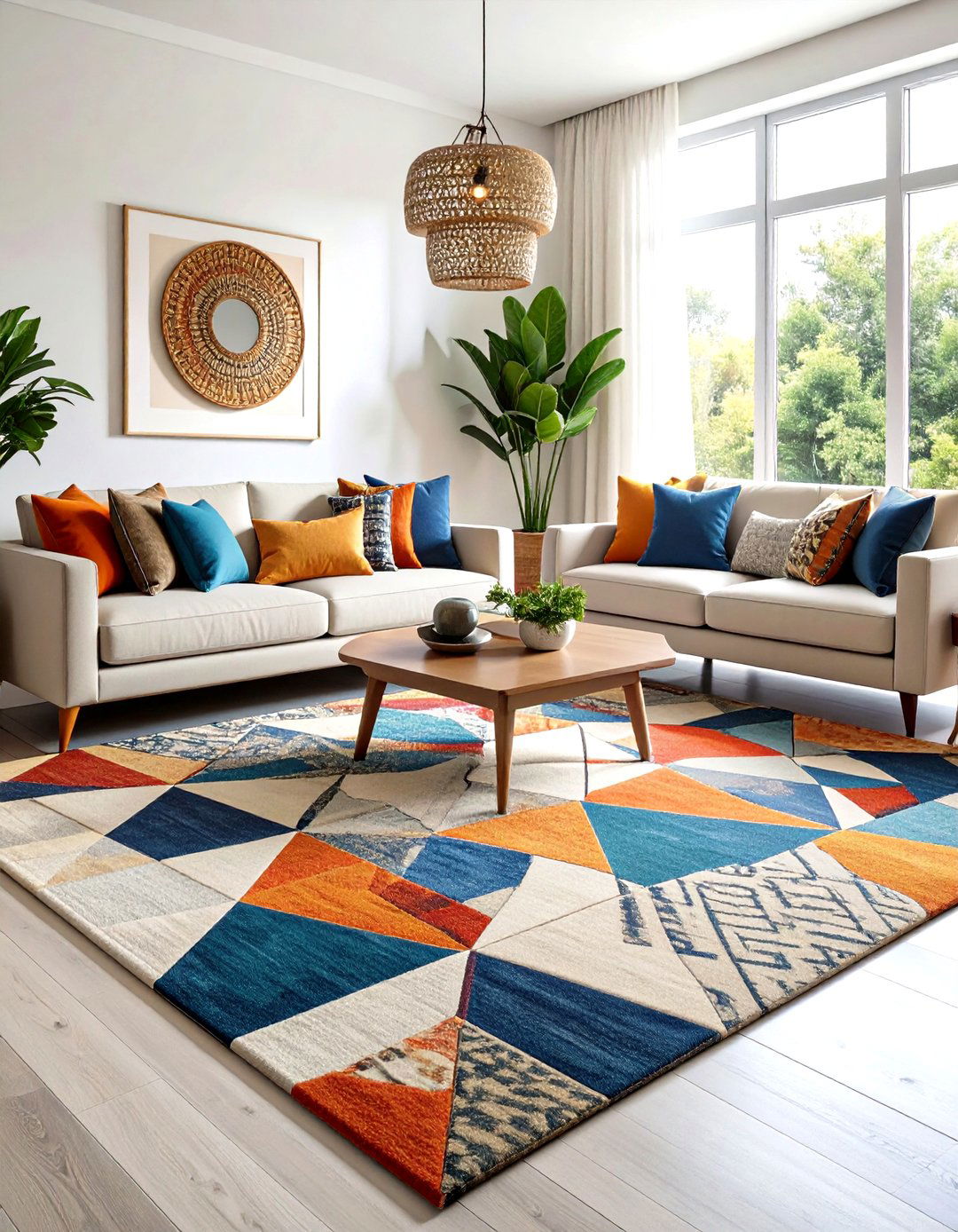 Geometric Pattern Contemporary Rugs - 24 Living Room Rug Ideas