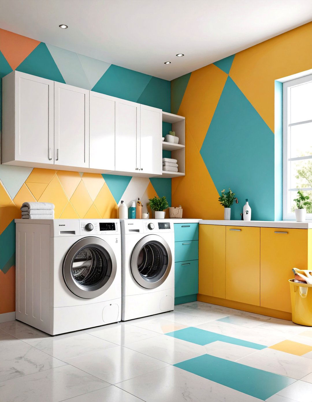 Geometric Pattern Drama - 24 Laundry Room Paint Ideas