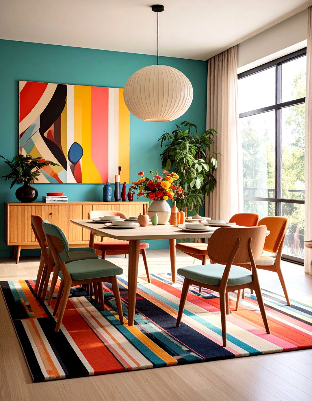 Geometric Pattern Elements - 24 Mid-century Modern Dining Rooms