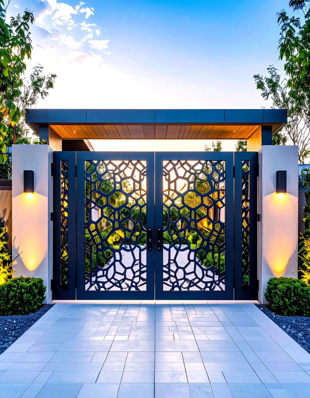 Geometric Pattern Laser Cut Gate - 24 Front Gate Ideas