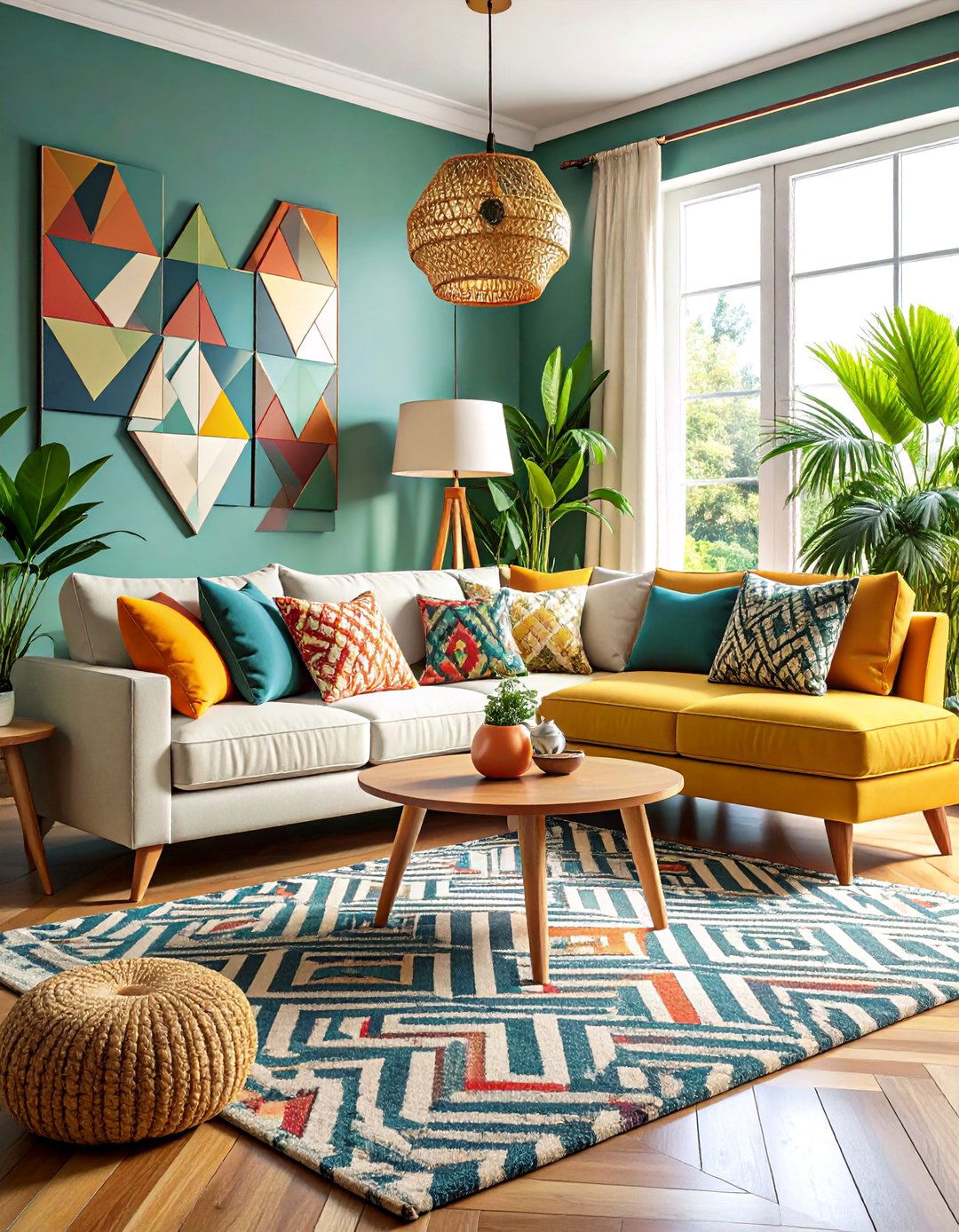 Geometric Pattern Living Room - 24 1980s Living Room Ideas