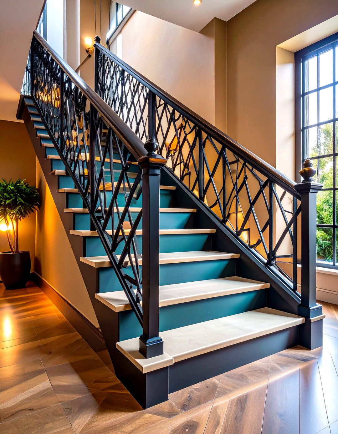 Geometric Pattern Metal Designs - 24 Stair Railing Ideas