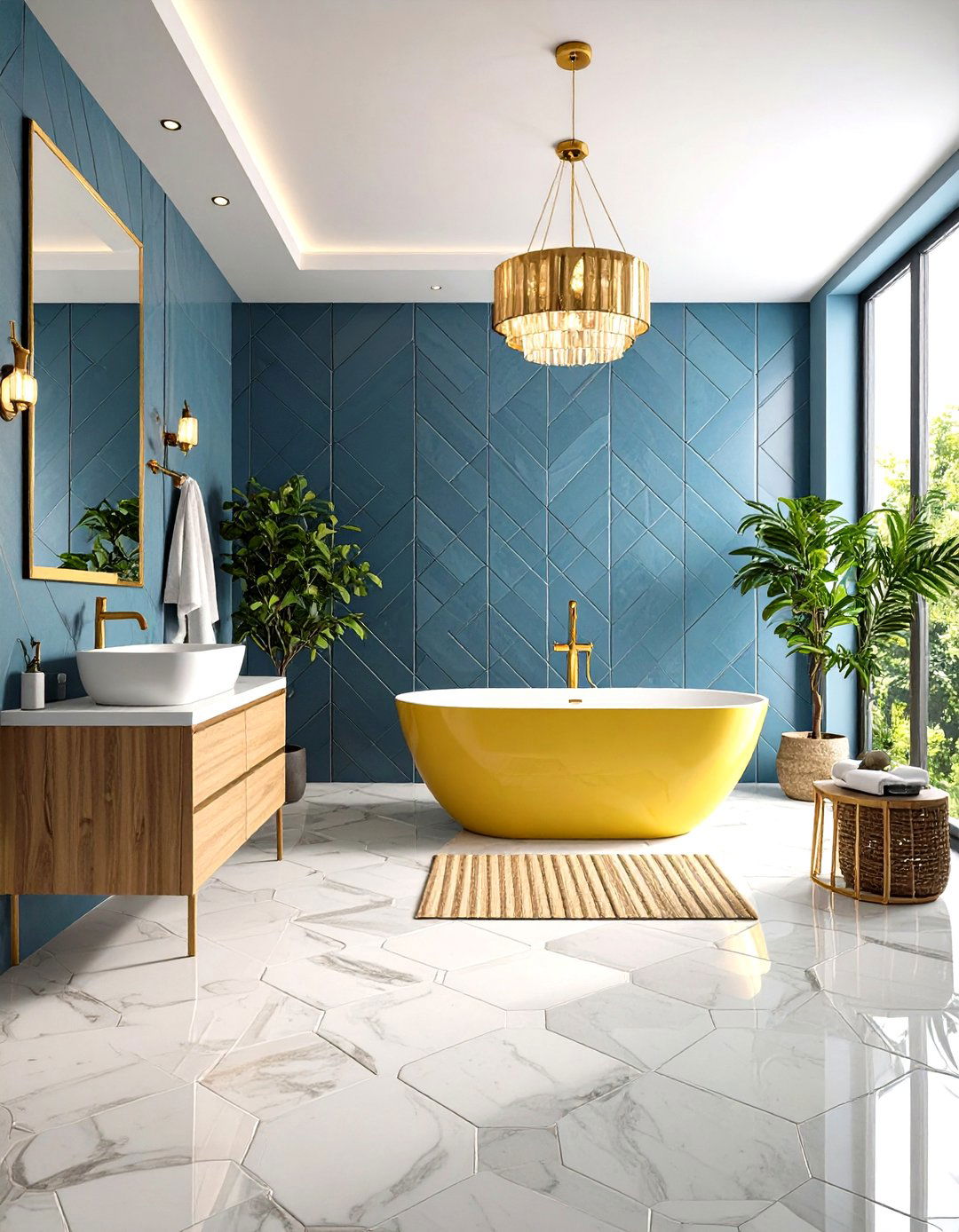 Geometric Pattern Play Design - 24 Ensuite Bathroom Ideas