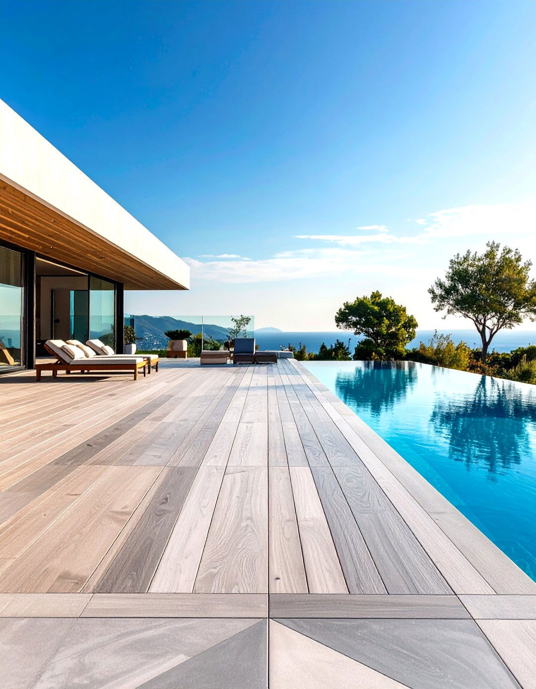 Geometric Pattern Pool Deck - 24 Stamped Concrete Pool Deck Ideas