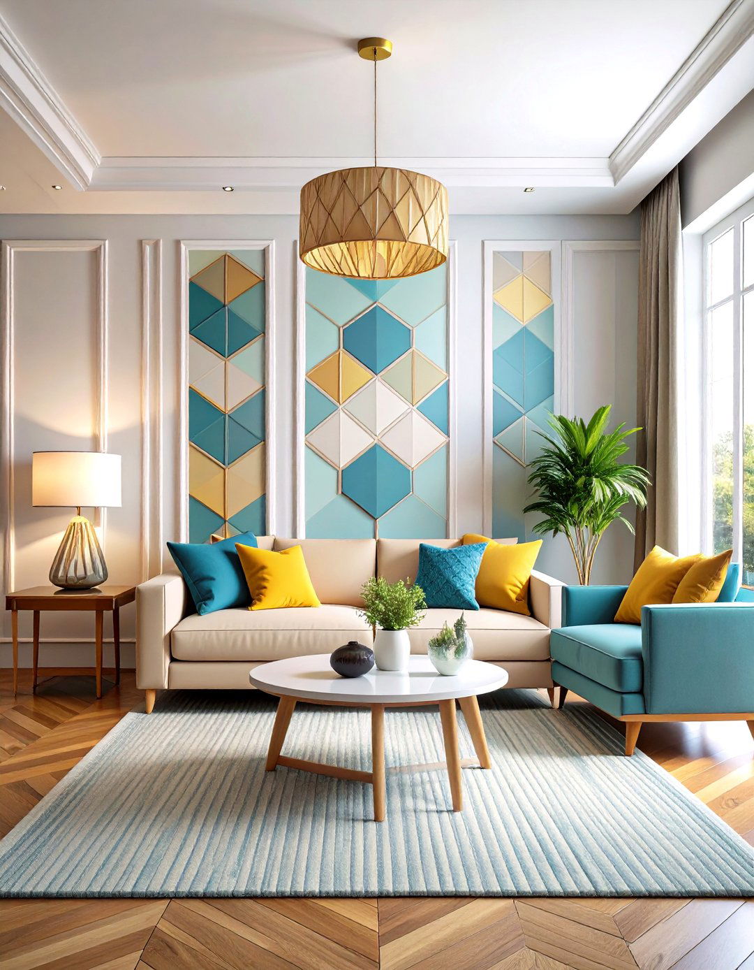 Geometric Pattern Wainscoting Design - 24 Living Room Wainscoting Ideas