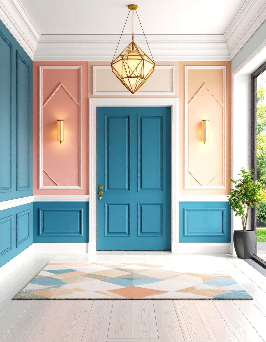 Geometric Pattern Wainscoting - 24 Wainscoting Entryway Ideas