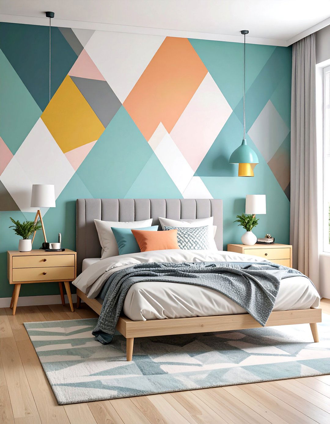 Geometric Pattern Wallpaper Features - 24 90s Bedroom Decor Ideas