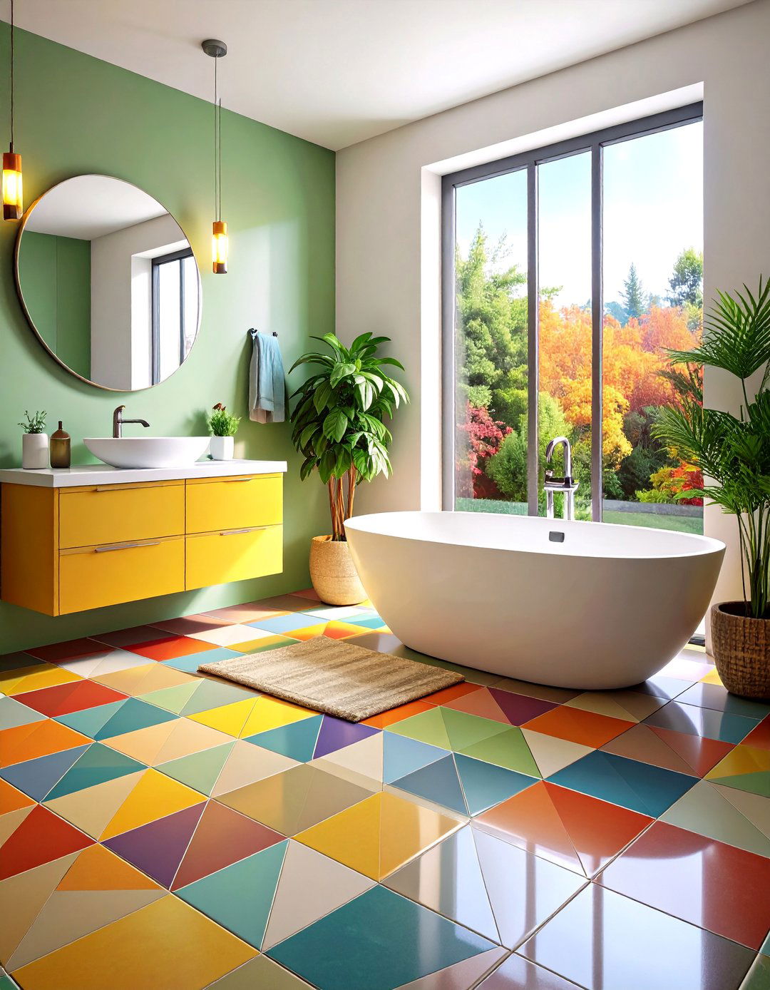 Geometric Patterned Floor Tiles - 24 Bathroom Flooring Ideas