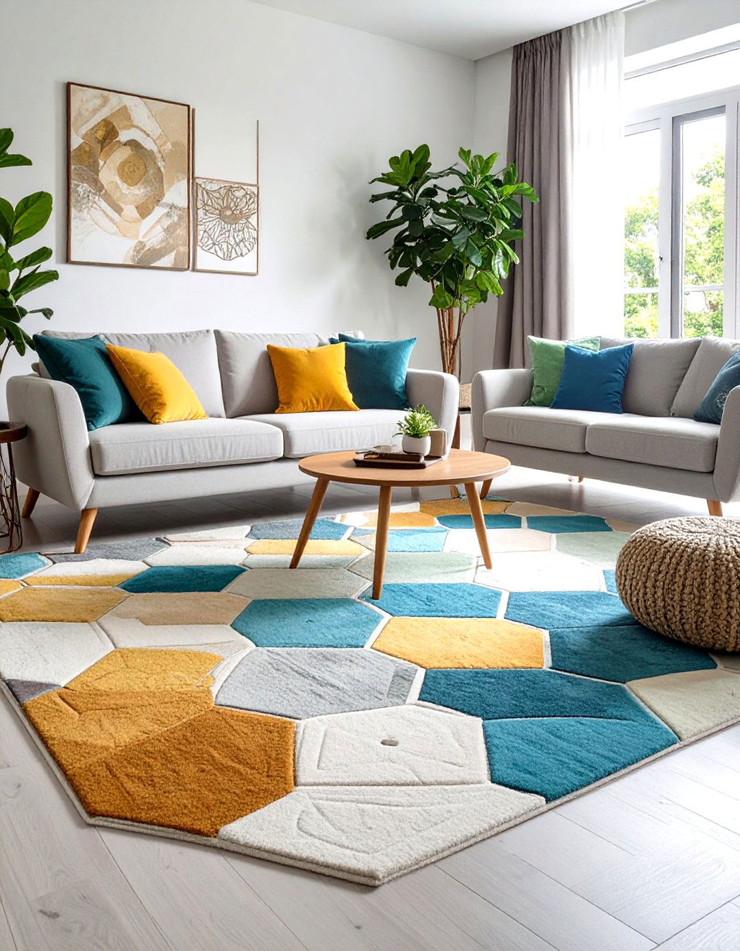 Geometric Patterned Living Room Carpets - 24 Living Room Carpet Ideas