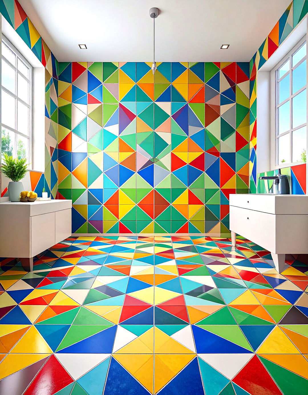 Geometric Patterned Tiles - 24 Small Bathroom Flooring Ideas
