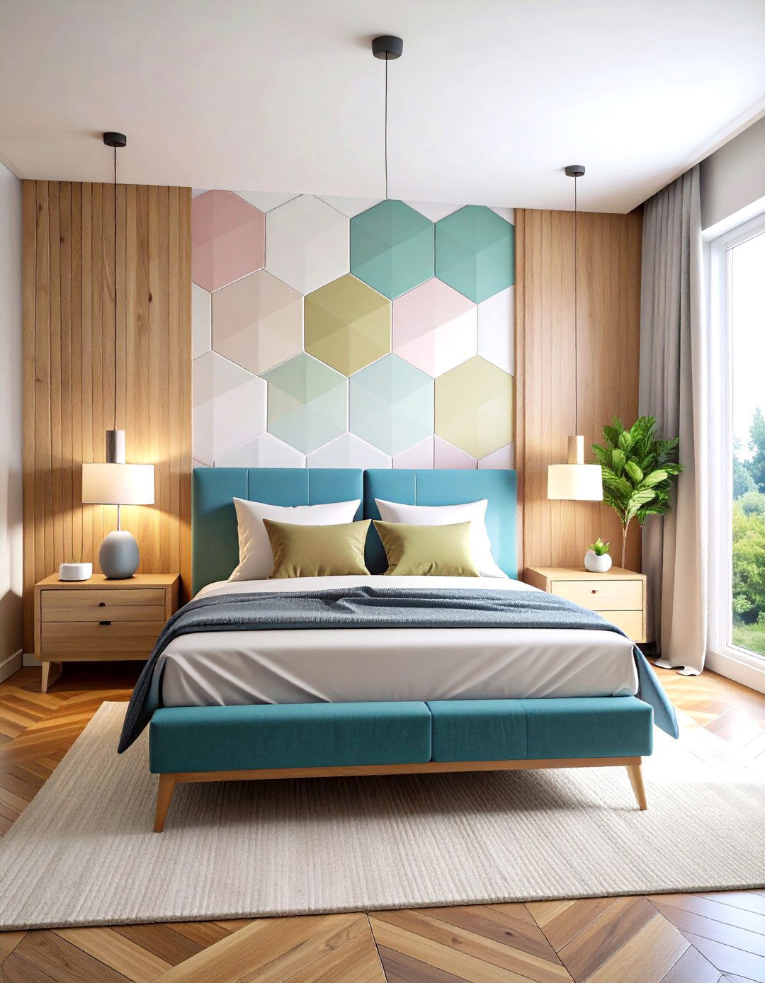 Geometric Patterned Vinyl Sheets - 24 Bedroom Flooring Ideas