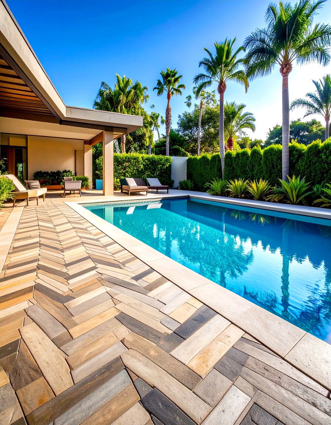 Geometric Paver Pattern Pool Walkway - 24 Pool Walkway Ideas