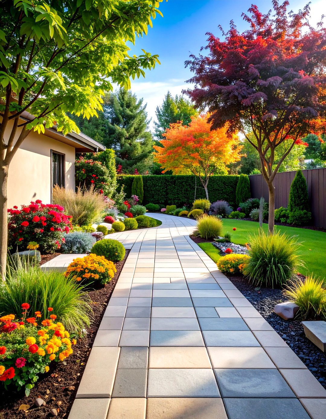 Geometric Paver Stone Walkway - 24 Rock Walkway Ideas