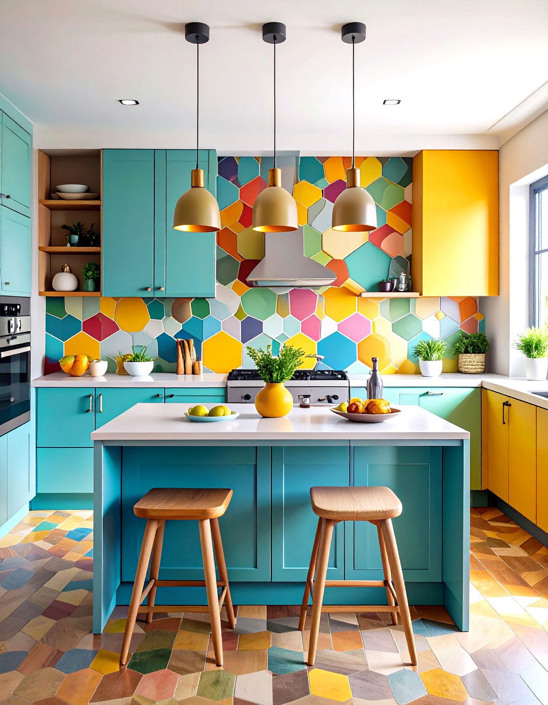 Geometric Tile Backsplash Patterns - 24 Parallel Modular Kitchen Design Ideas
