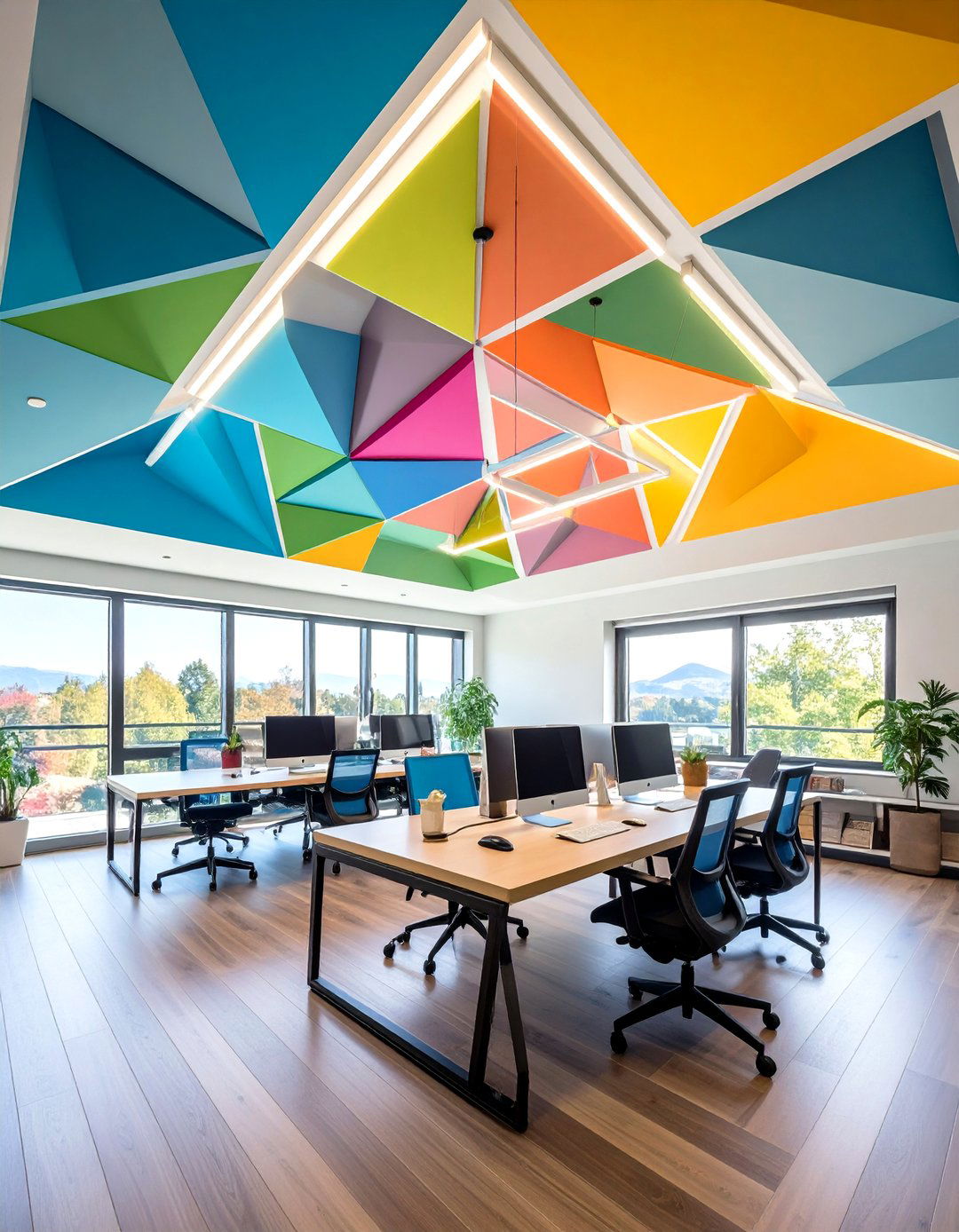 Geometric Triangle Office Ceiling Design - 24 Pop Ceiling Design Ideas