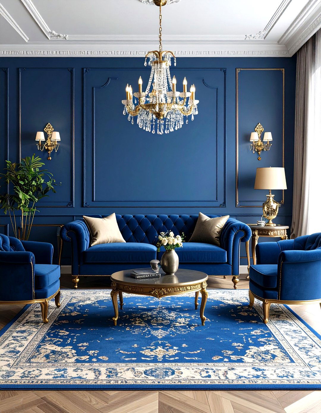 Georgian Blue and Gold Classical Elegance - 24 Blue and Gold Living Room Ideas