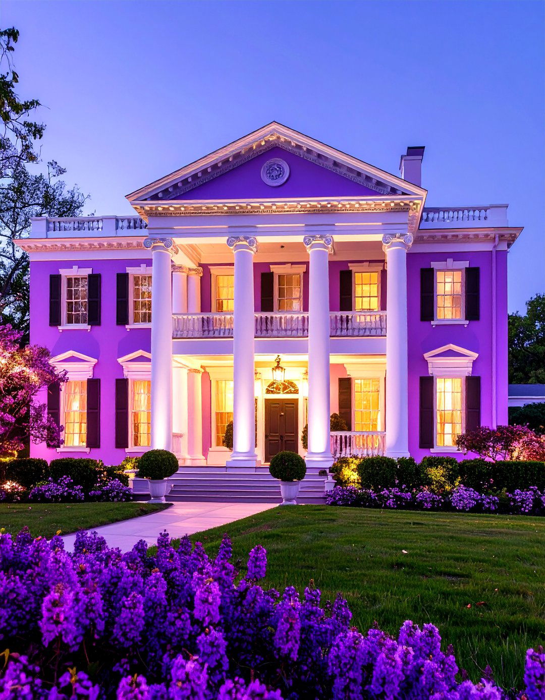 Georgian Colonial Plum Sophistication - 24 Purple House Exterior Ideas