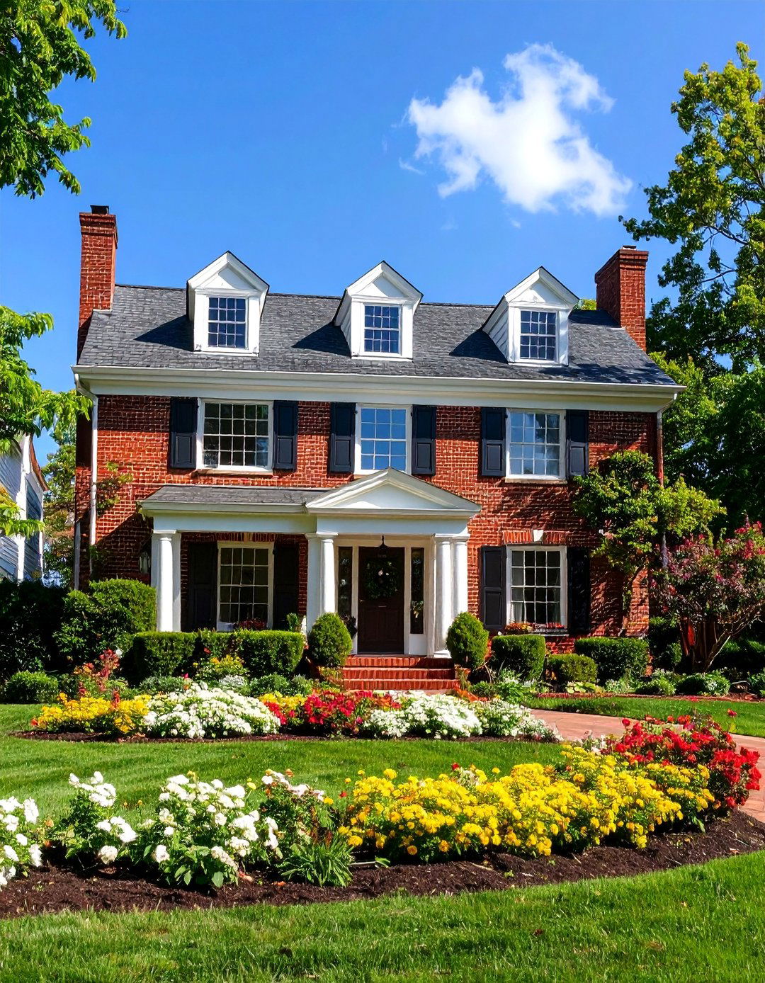Georgian Colonial with Pediment Entry Features - 24 Aesthetic House Exterior Ideas