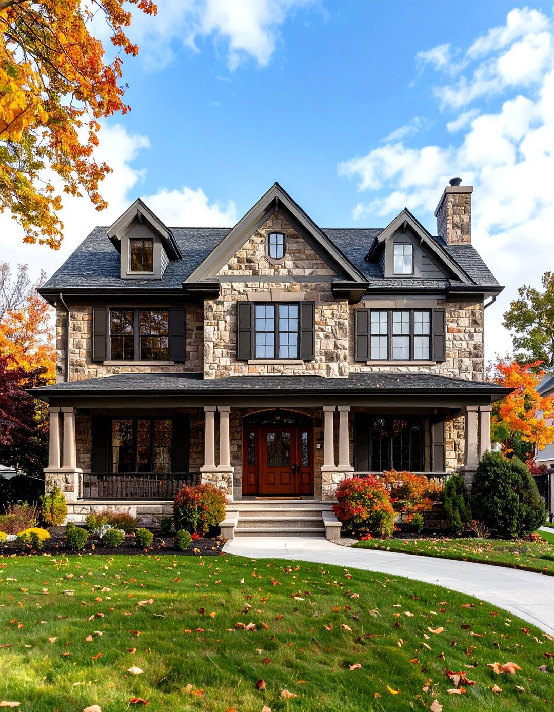 Georgian Granite Symmetrical Elegance - 24 Stone Exterior Home Ideas