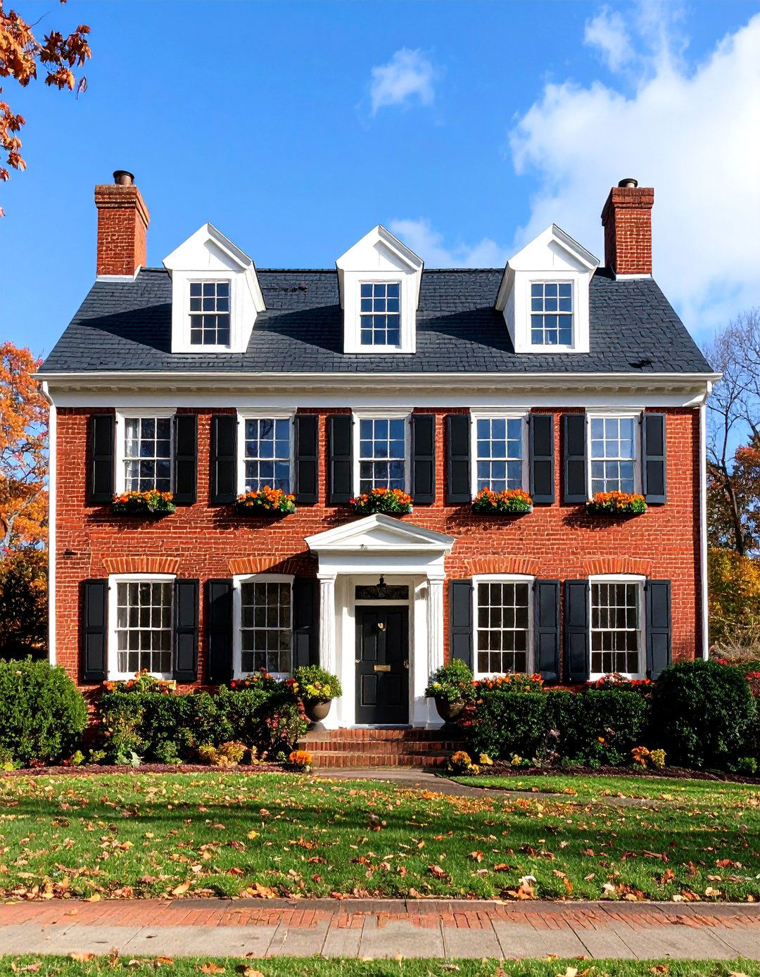 Georgian Wood Window Box Features - 24 Black House With Wood Accents