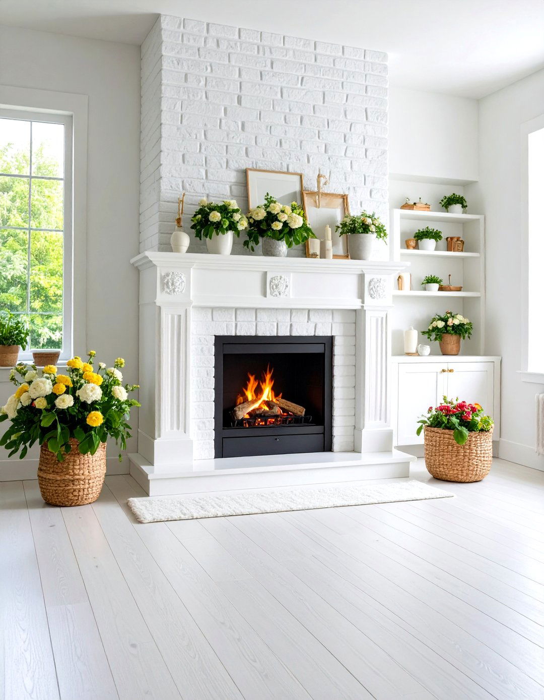 German Smear White Brick Technique - 24 White Brick Fireplace Ideas