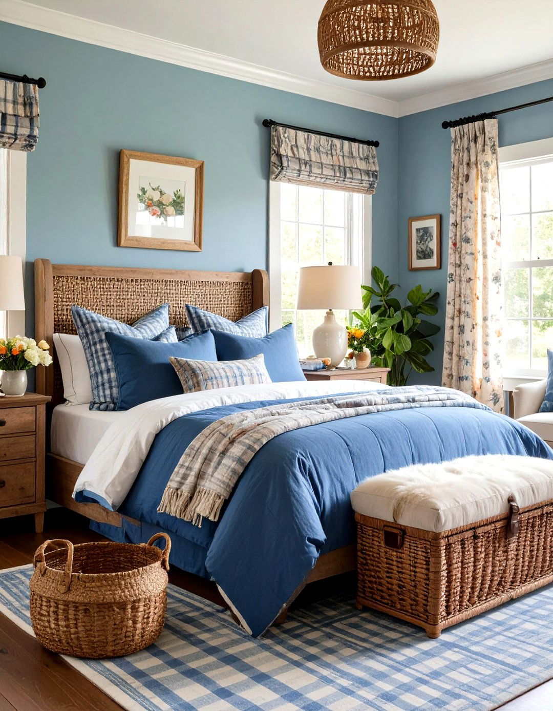 Gingham Pattern Bedroom Accents - 24 Cottagecore Bedroom Ideas