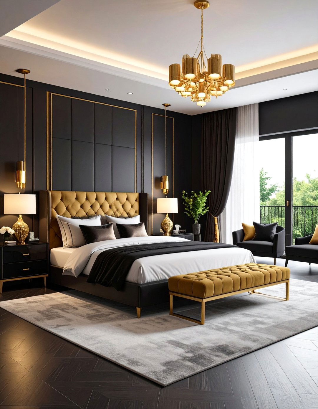 Glamorous Black and Gold Master Bedroom Suite - 24 Black and Gold Bedroom Ideas