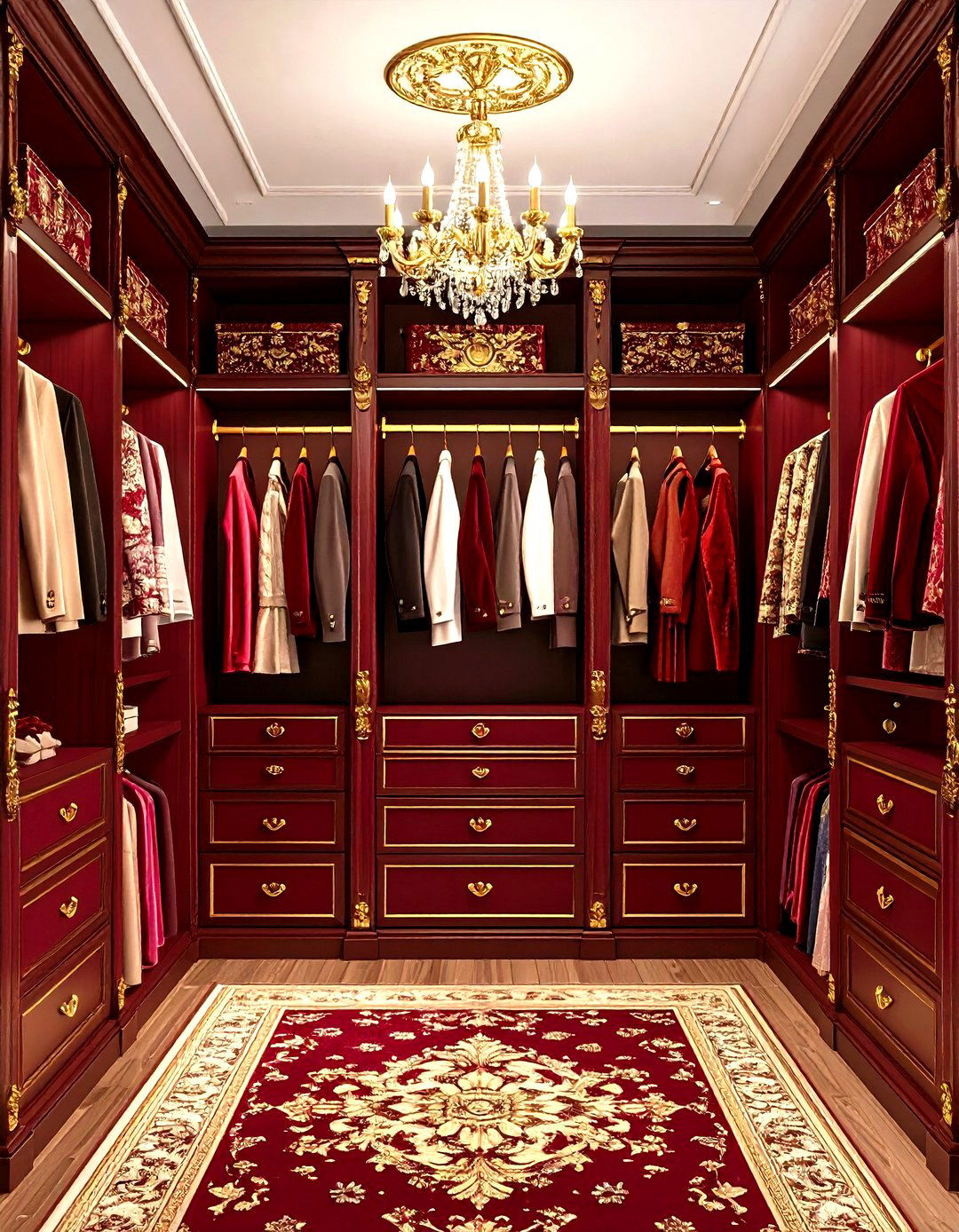 Glamorous Damask Closet with Metallic Accents - 24 Closet Wallpaper Ideas