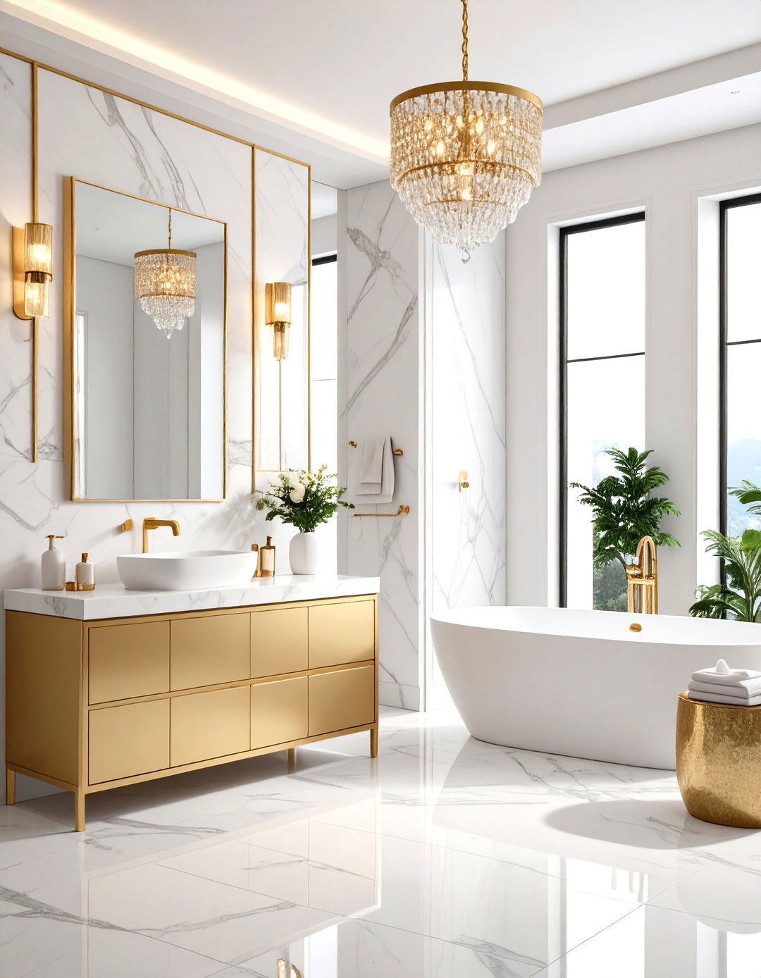 Glamorous Gold Accent Bathroom - 24 Teen Bathroom Ideas