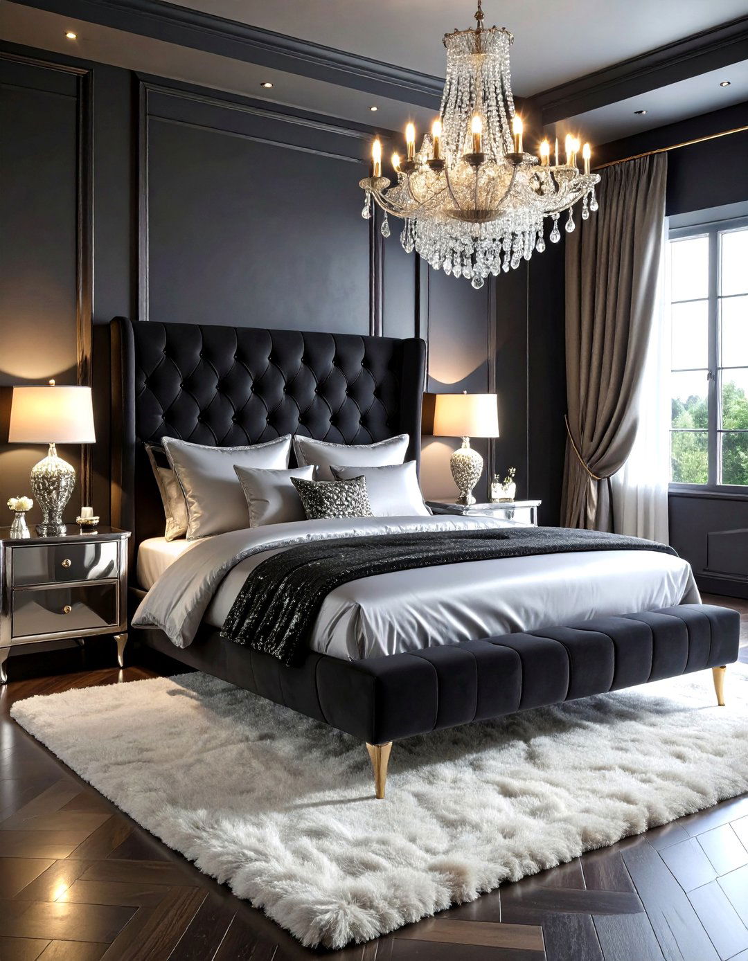 Glamorous Luxury Black Silver Bedroom - 24 Black and Silver Bedroom Ideas