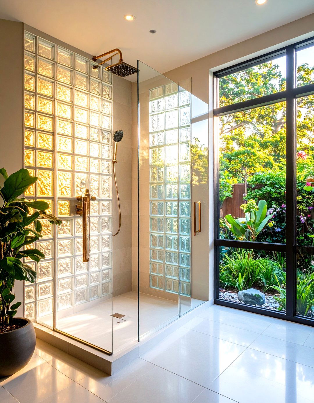 Glass Block Light Transmission - 24 Walk-in Shower Tile Ideas