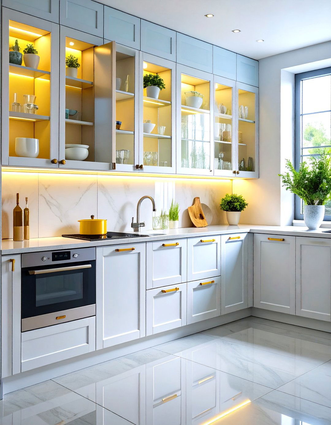 Glass Cabinet Door Displays - 24 Minimalist Kitchen Ideas