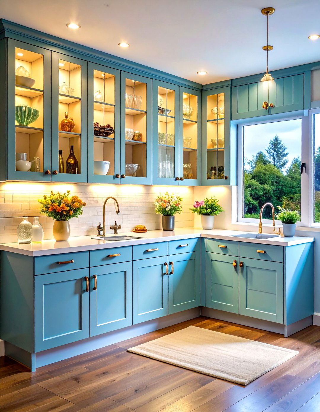 Glass Cabinet Door Upgrades - 24 Mobile Home Kitchen Ideas