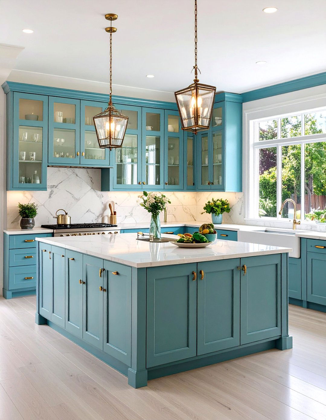 Glass Cabinet Doors - 24 Art Deco Kitchen Ideas