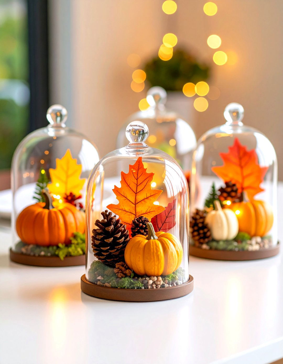 Glass Cloche Arrangements - 24 Fall Table Decor Ideas