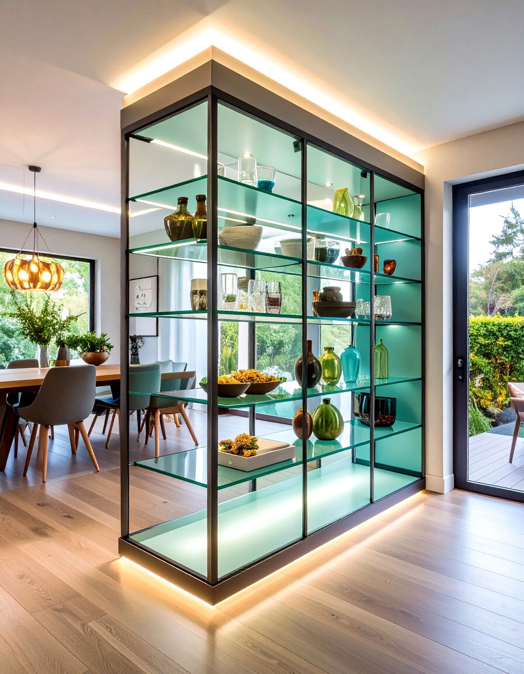 Glass Corner Shelving with LED Lighting - 24 Corner Shelf Ideas