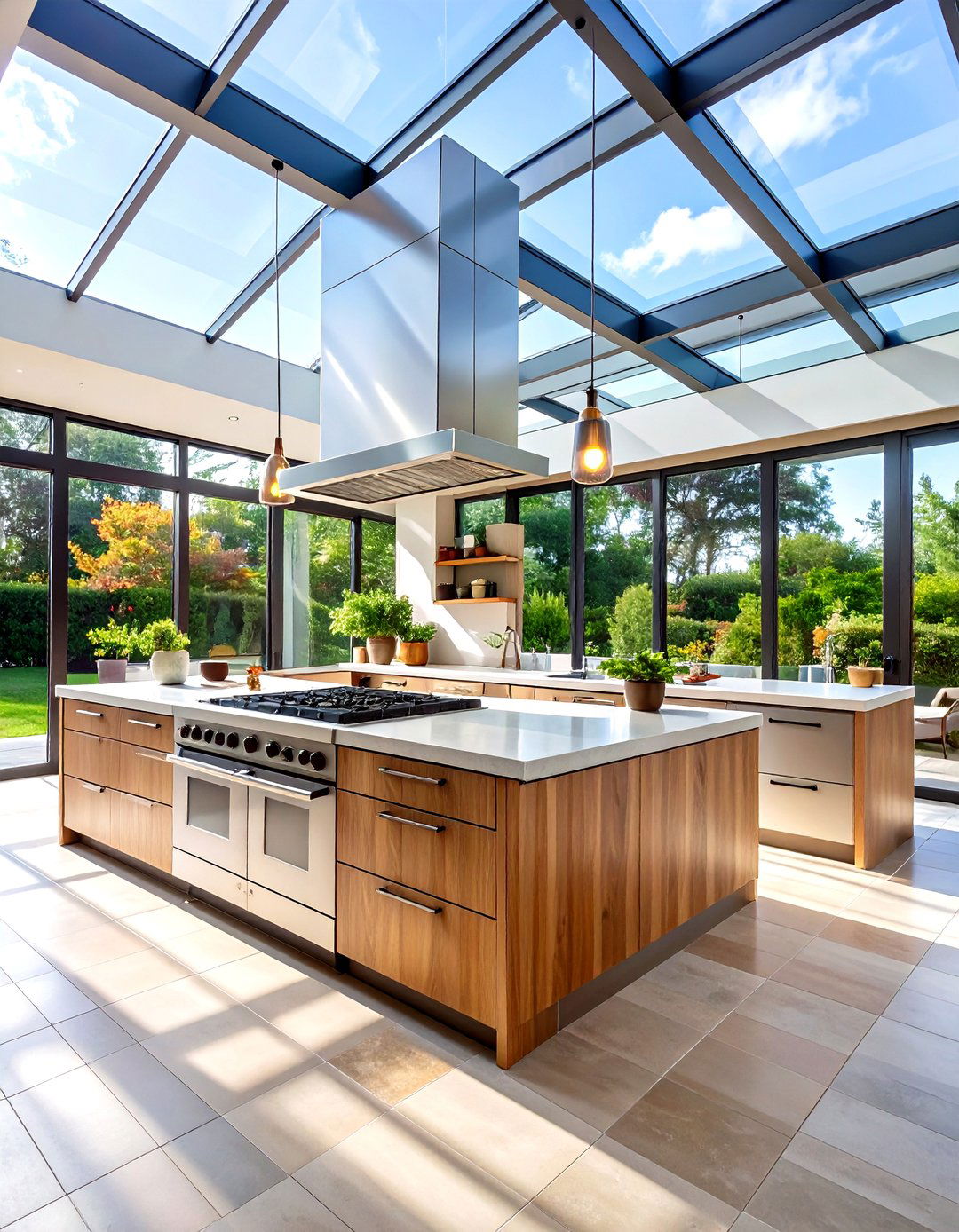 Glass Enclosed Culinary Pavilion - 24 Sunroom Kitchen Ideas