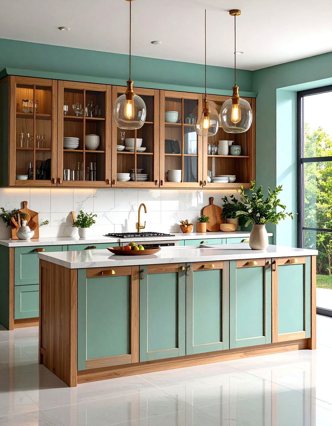 Glass Front Cabinet Display Kitchen - 24 Kitchens With Light Wood Cabinets