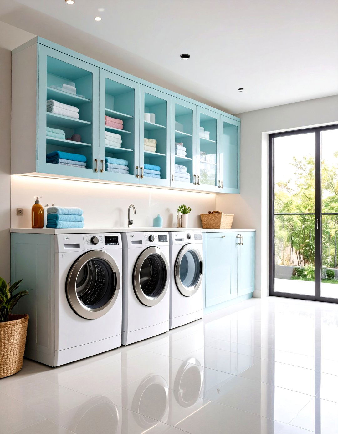 Glass Front Display Cabinets - 24 Laundry Room Cabinet Ideas