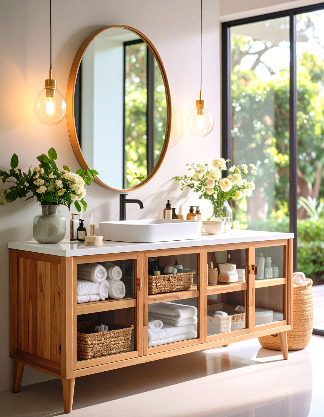 Glass Front Vanity with Interior Organization System - 24 Small Bathroom Vanity Ideas