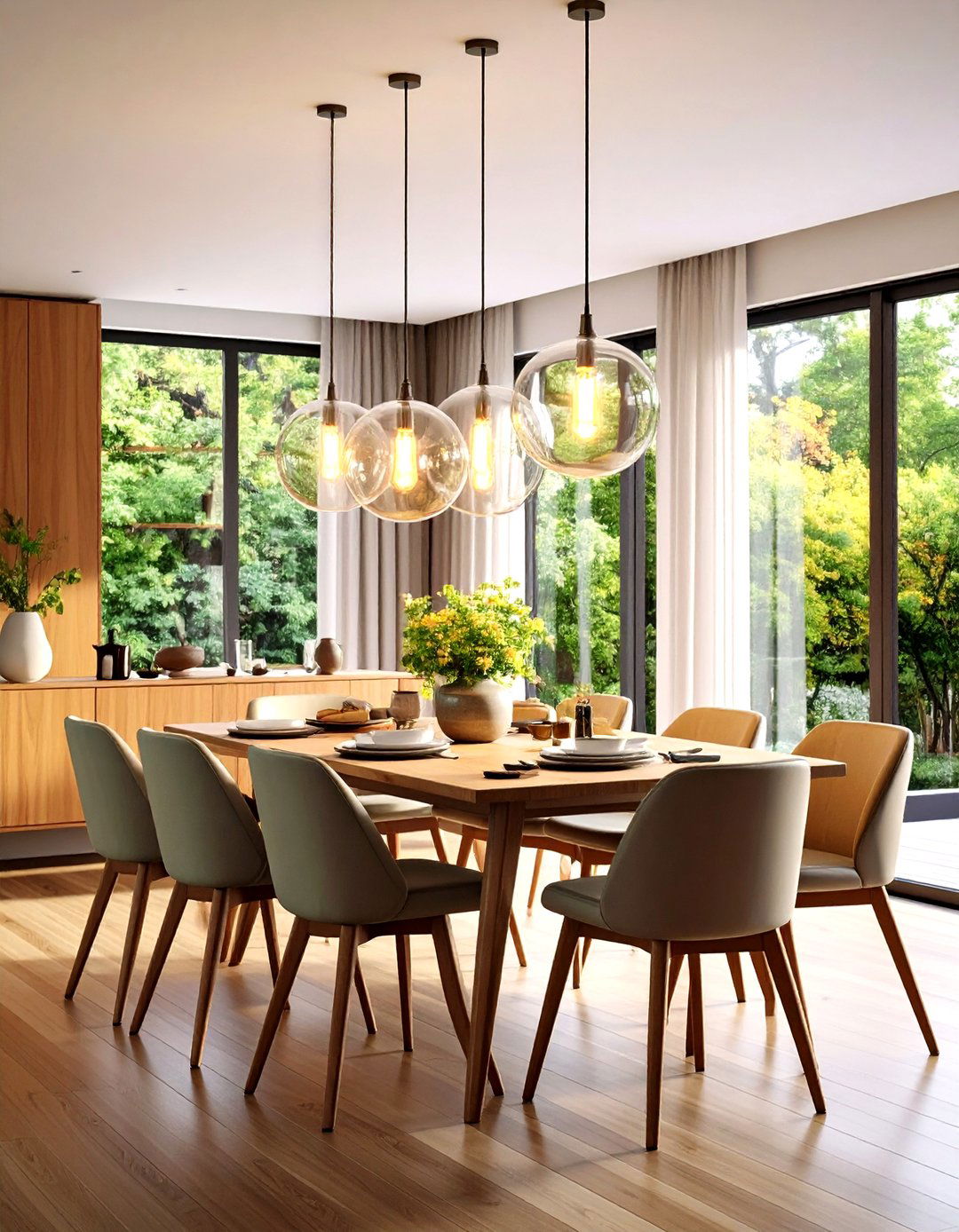 Glass Globe Pendant Lighting - 24 Small Dining Room Lighting Ideas