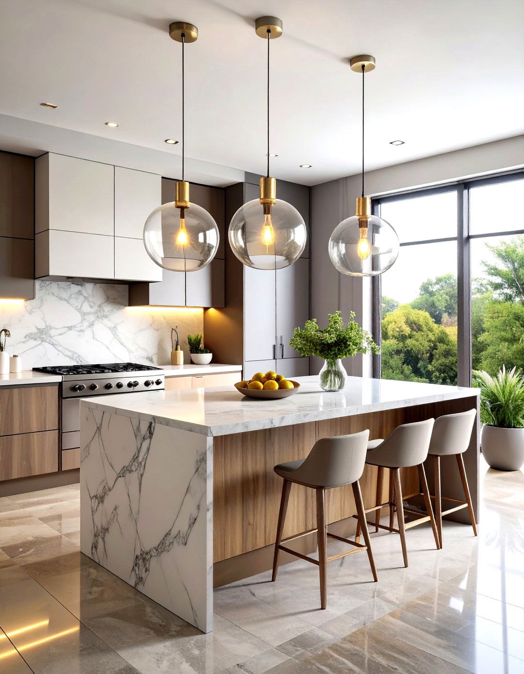 Glass Globe Pendant Lights - 24 Kitchen Island Lighting Ideas