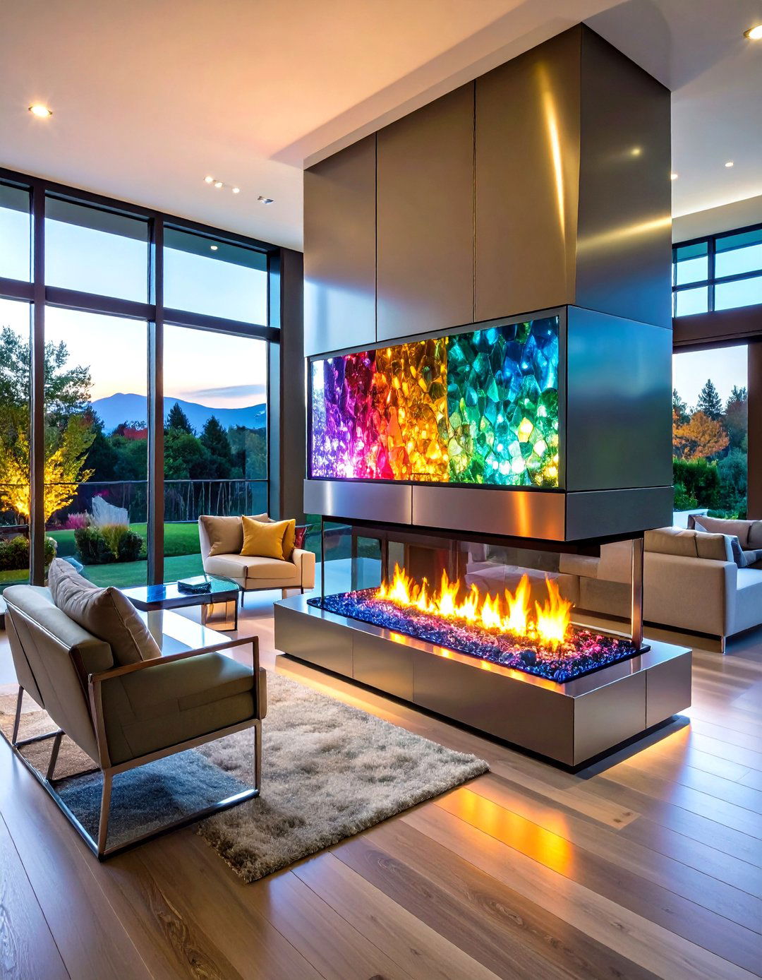 Glass Media Contemporary Style - 24 3 Sided Fireplace Ideas