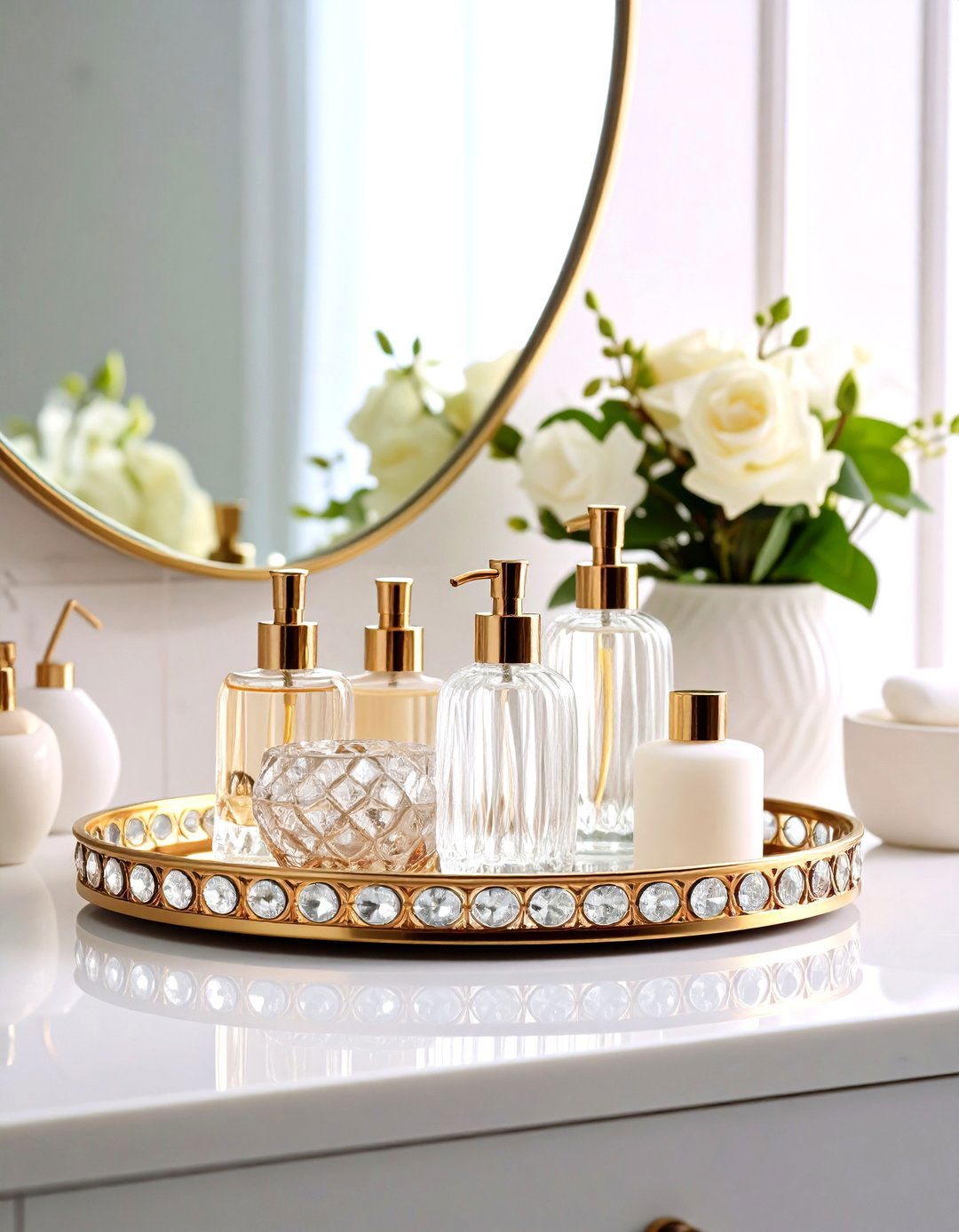 Glass Mirrored Vanity Tray - 24 Bathroom Tray Ideas