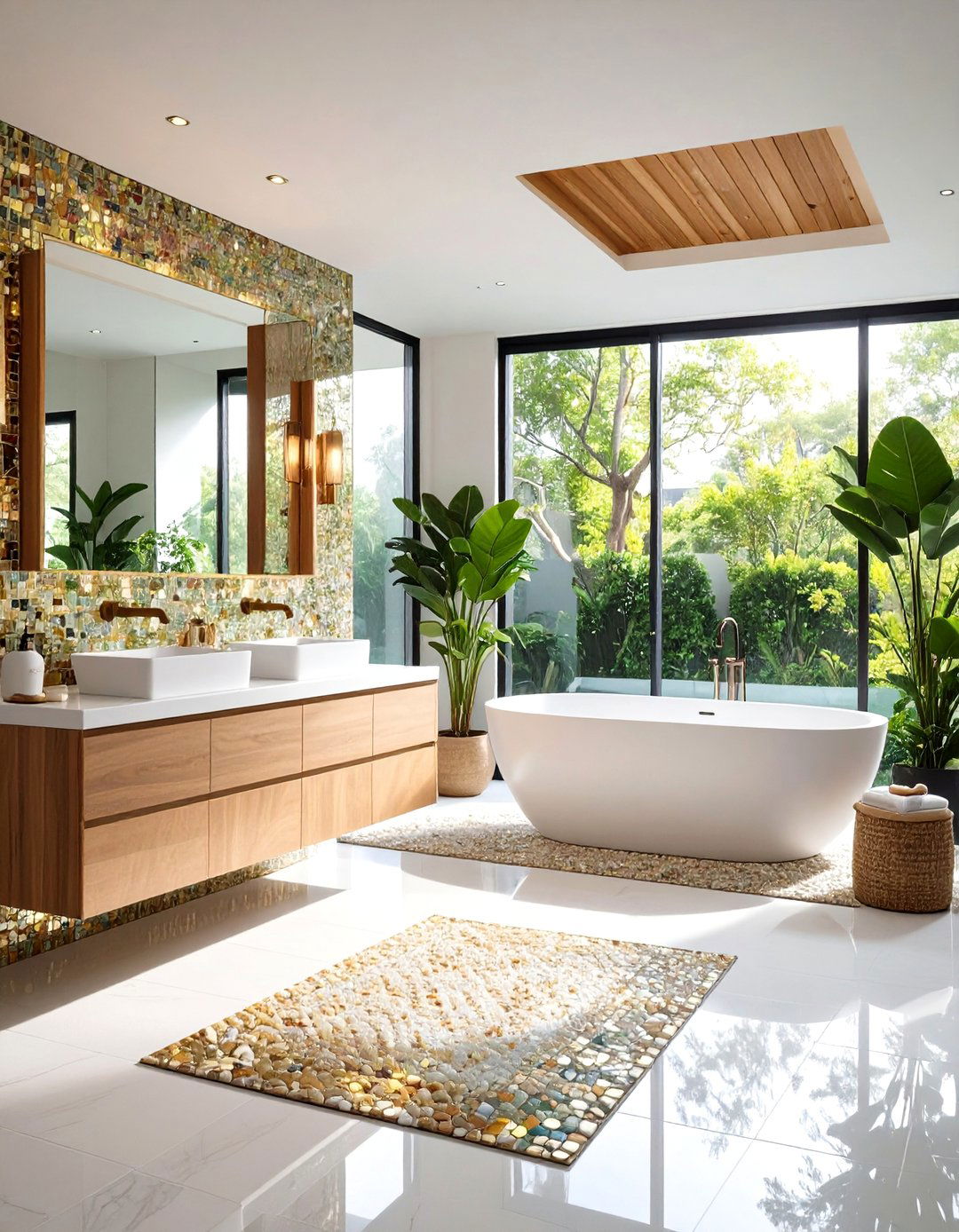 Glass Mosaic Bathroom Tiles - 24 Bathroom Flooring Ideas
