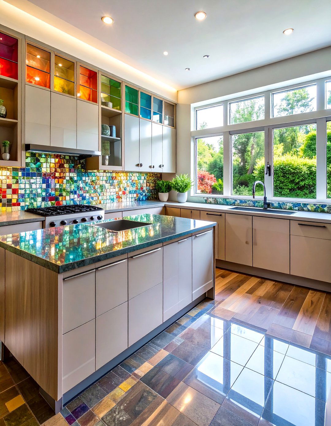 Glass Mosaic Kitchen Borders - 24 Floor Transition Ideas