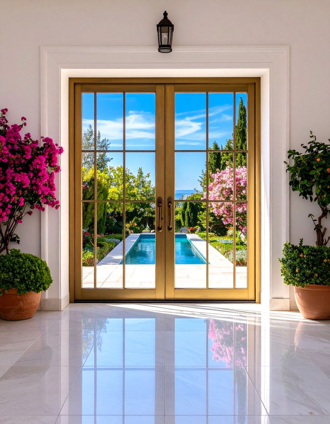 Glass Panel Elegance Features - 24 Mediterranean Front Door Ideas