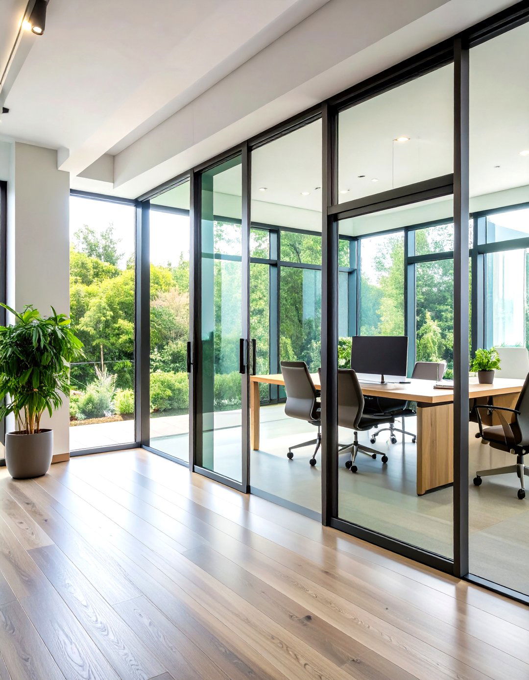 Glass Panel Sliding Door - 24 Home Office Door Ideas