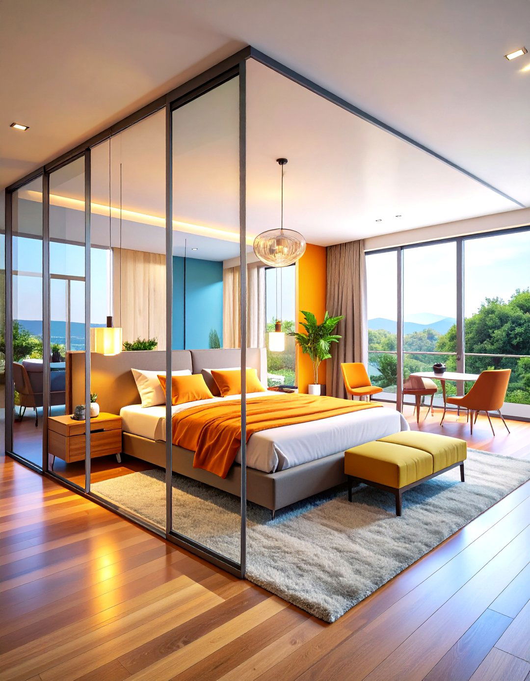 Glass Partition Walls - 24 Studio Apartment Ideas