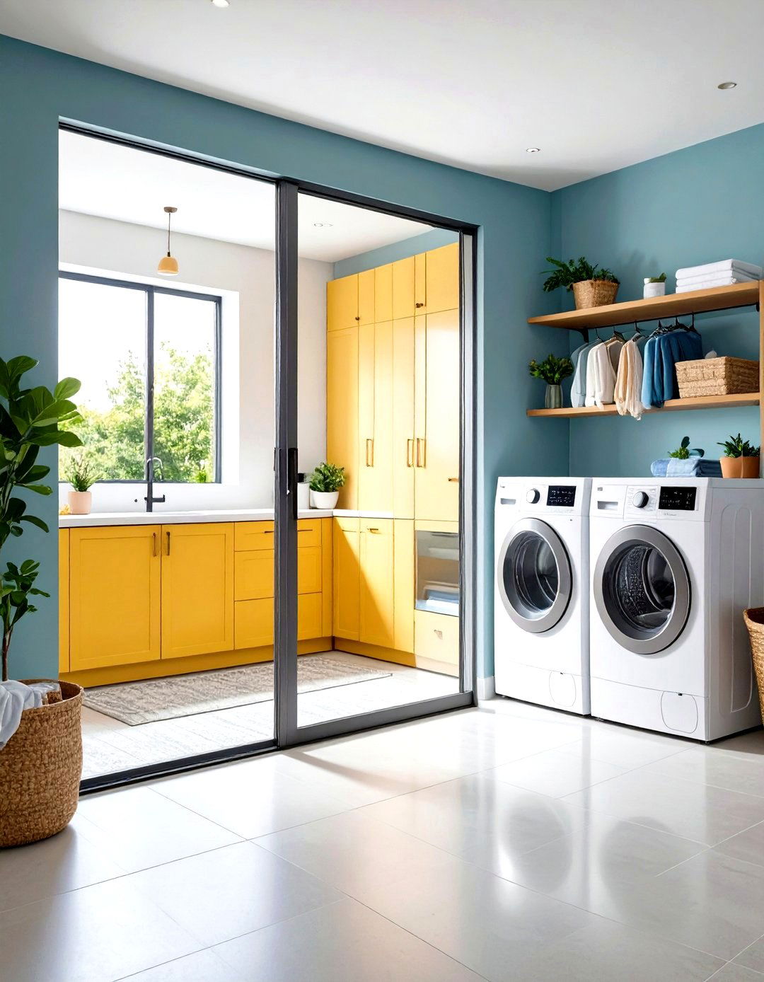 Glass Pocket Door with Frameless Design - 24 Laundry Room Door Ideas